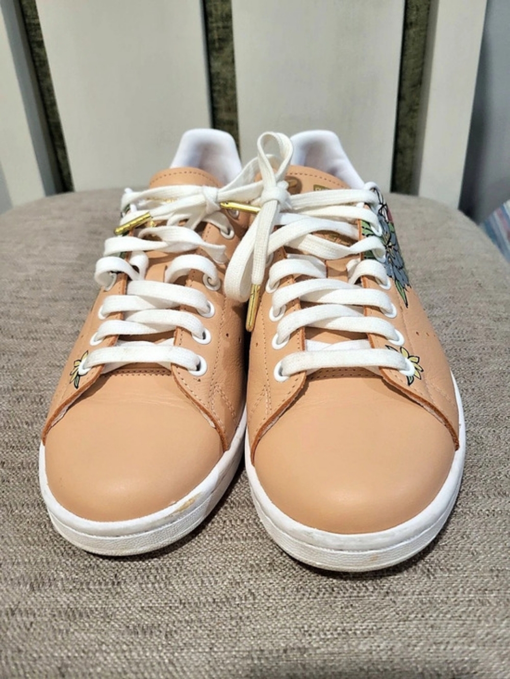 adidas Stan Smith Floral Sneakers Orange & White US 8